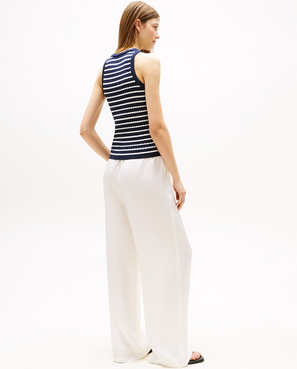 Camisola de Malha sem Mangas Azul-4