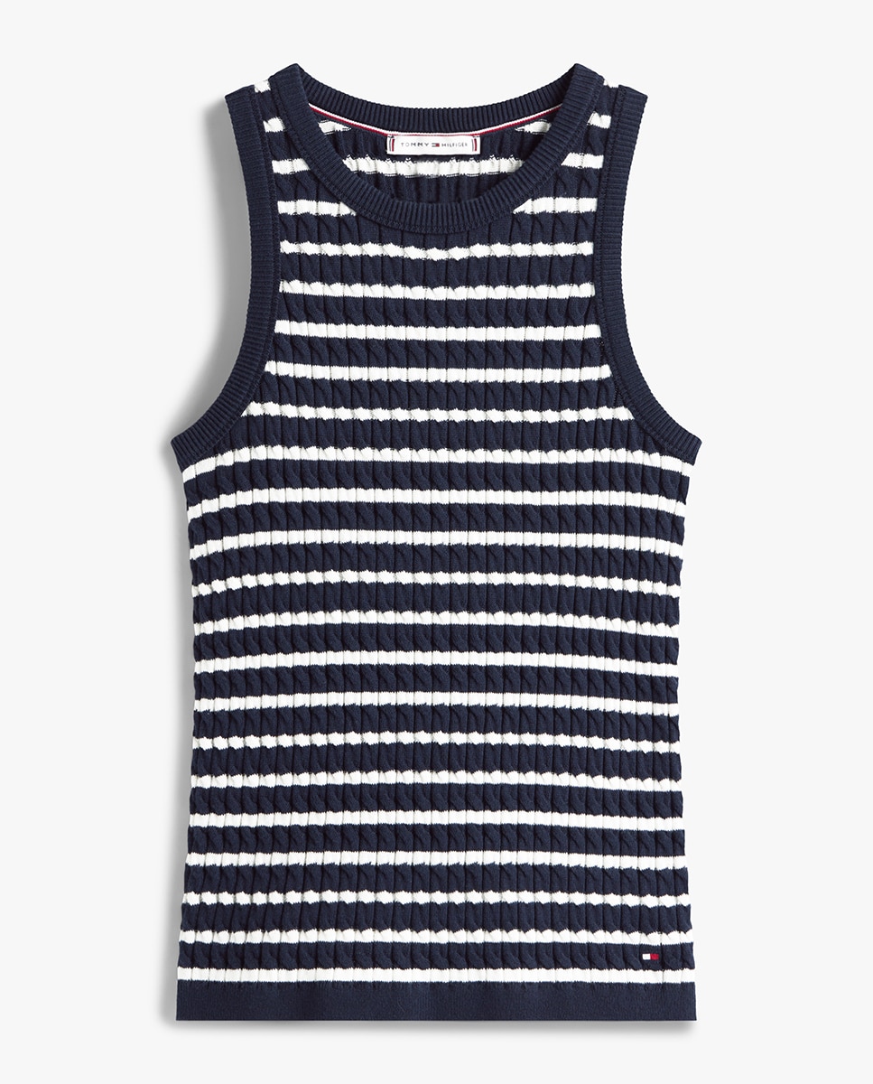 Camisola de Malha sem Mangas Azul-5