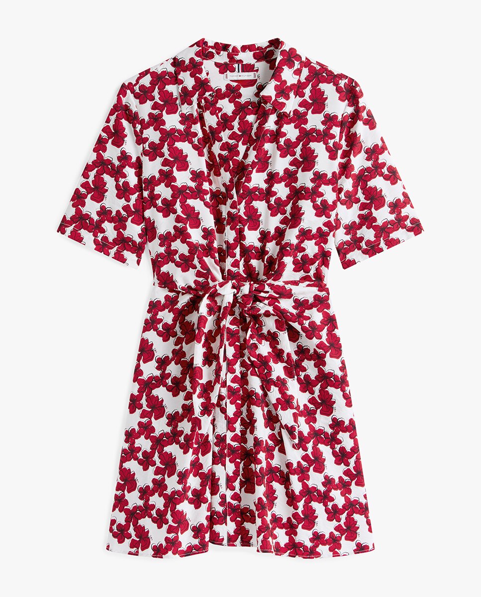 Vestido Curto com Laço na Cintura Vermelho-5