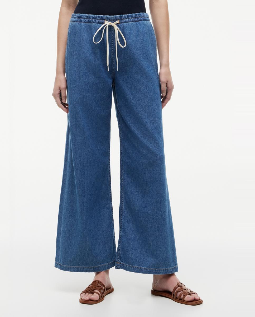 Jeans com Cintura Elástica Azul-2