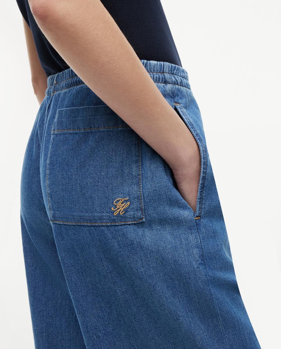 Jeans com Cintura Elástica Azul-3