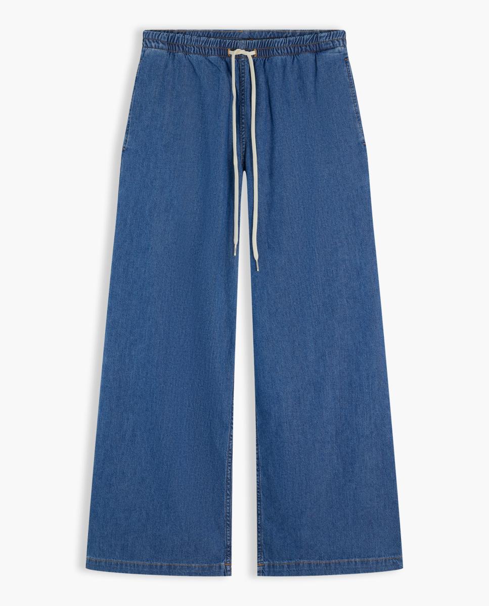 Jeans com Cintura Elástica Azul-5