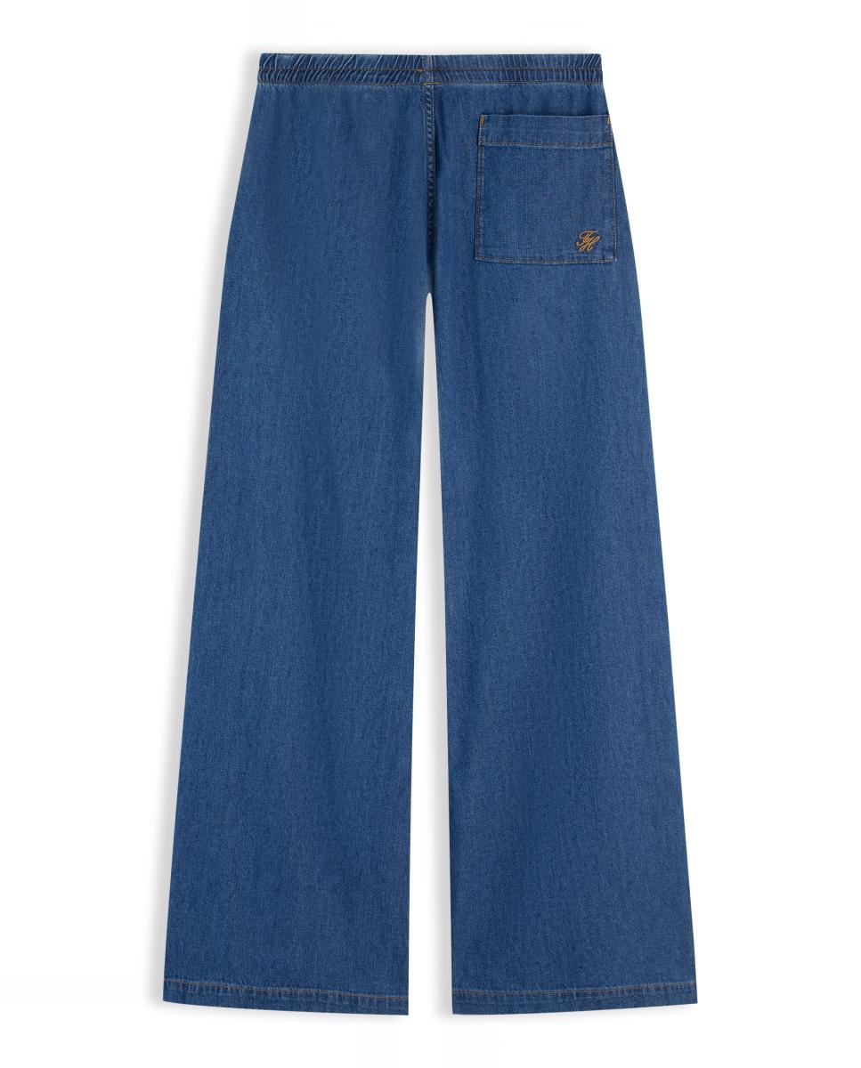 Jeans com Cintura Elástica Azul-6