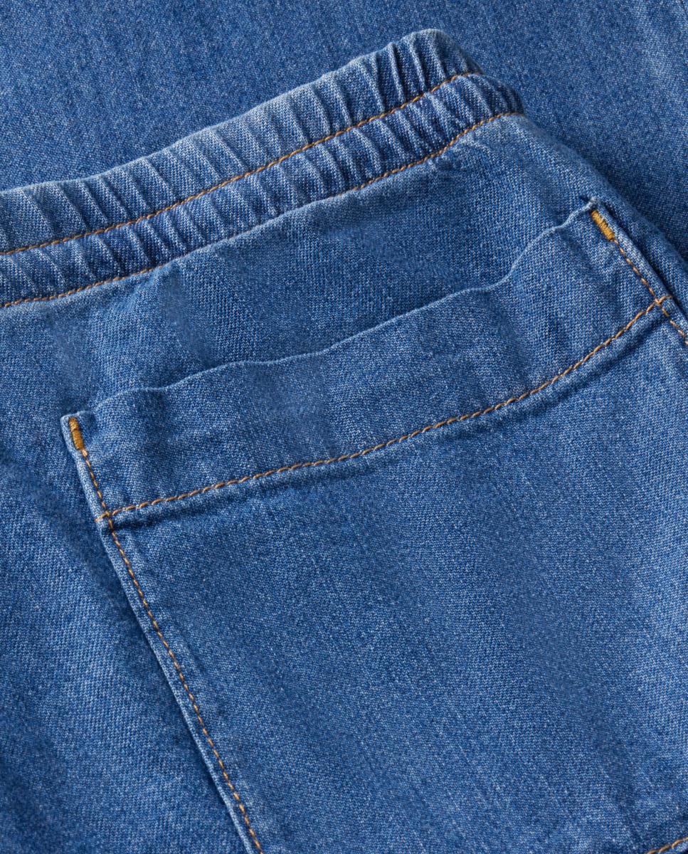 Jeans com Cintura Elástica Azul-7