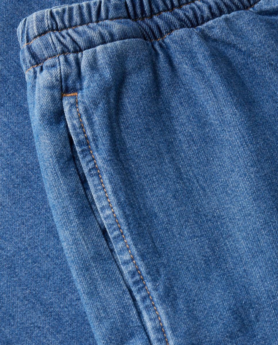 Jeans com Cintura Elástica Azul-8