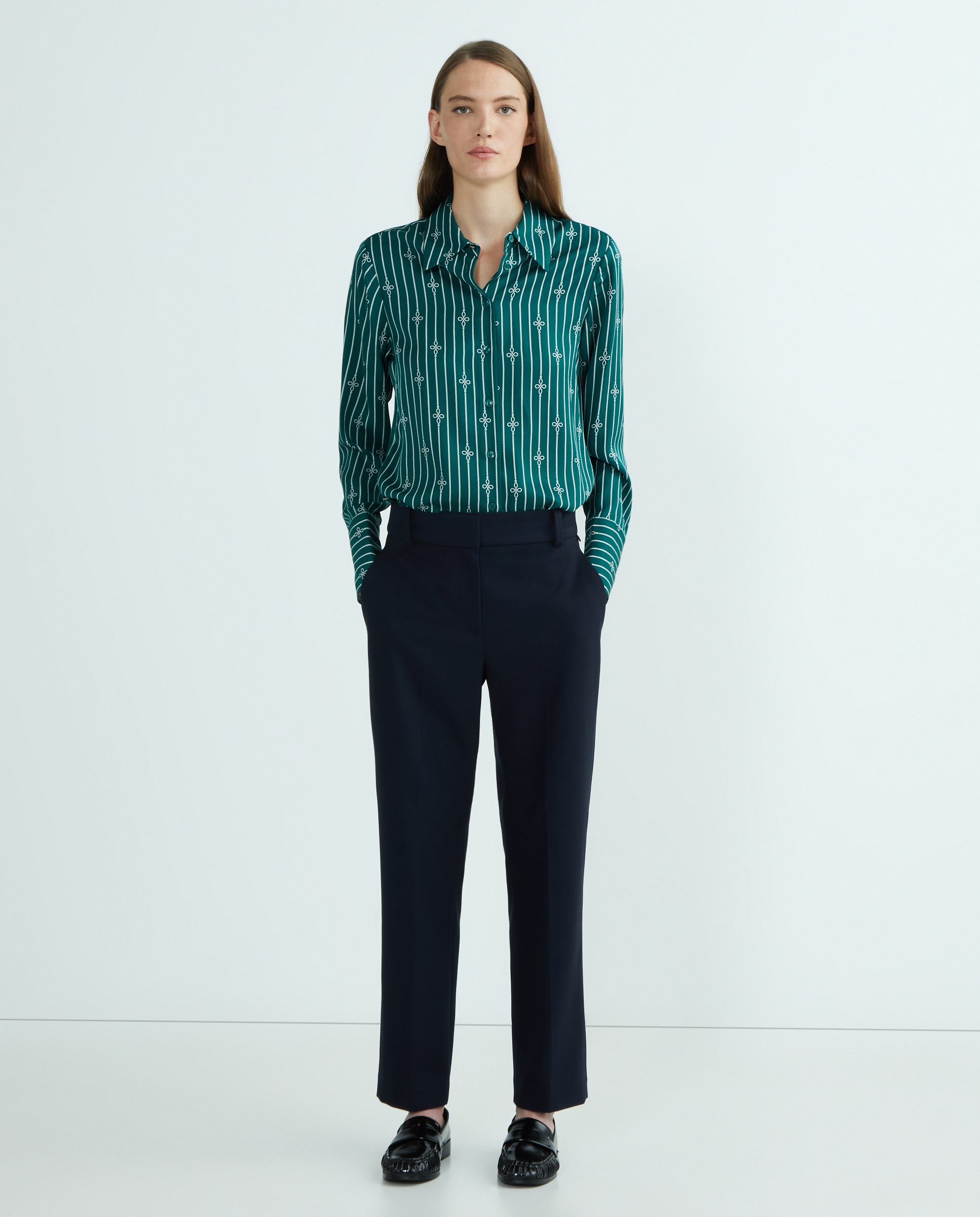 Camisa de mujer fluida y estampada - Tommy Hilfiger - Verde oscuro Verde oscuro-1