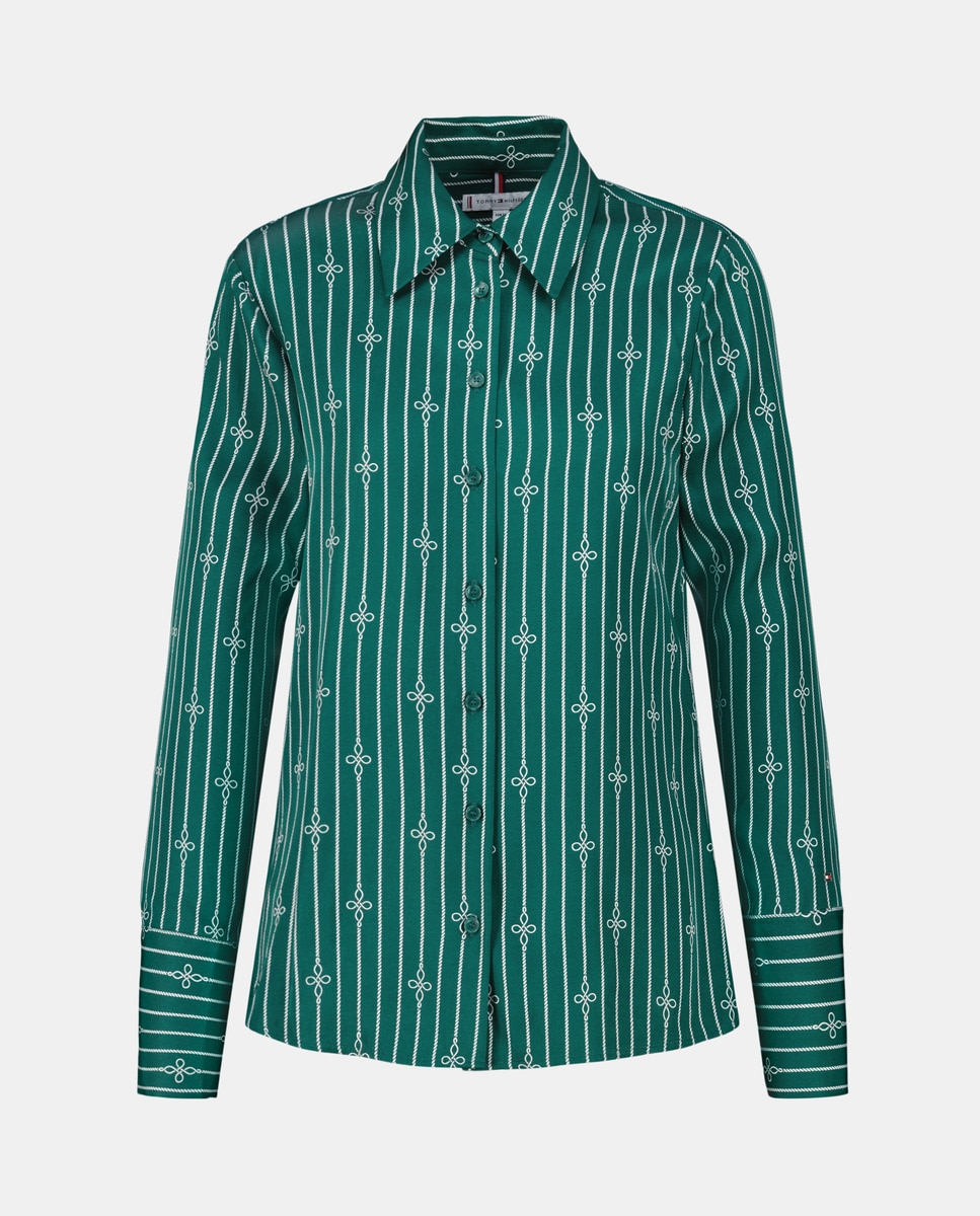 Camisa de mujer fluida y estampada - Tommy Hilfiger - Verde oscuro Verde oscuro-4