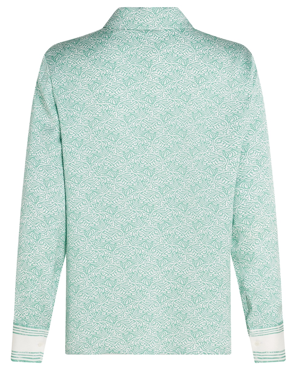 Camisa Acetinada com Manga Comprida Verde-claro-5