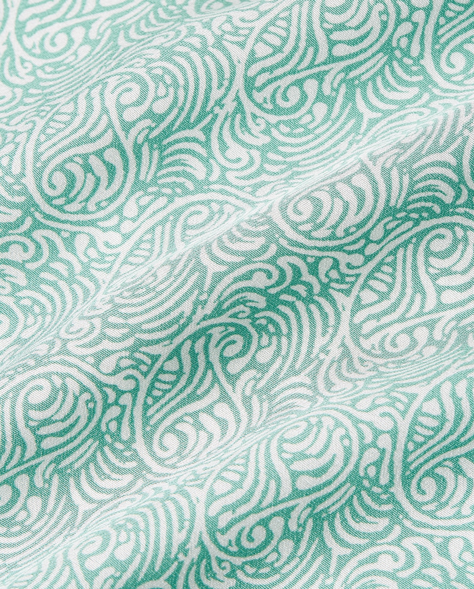 Camisa Acetinada com Manga Comprida Verde-claro-6