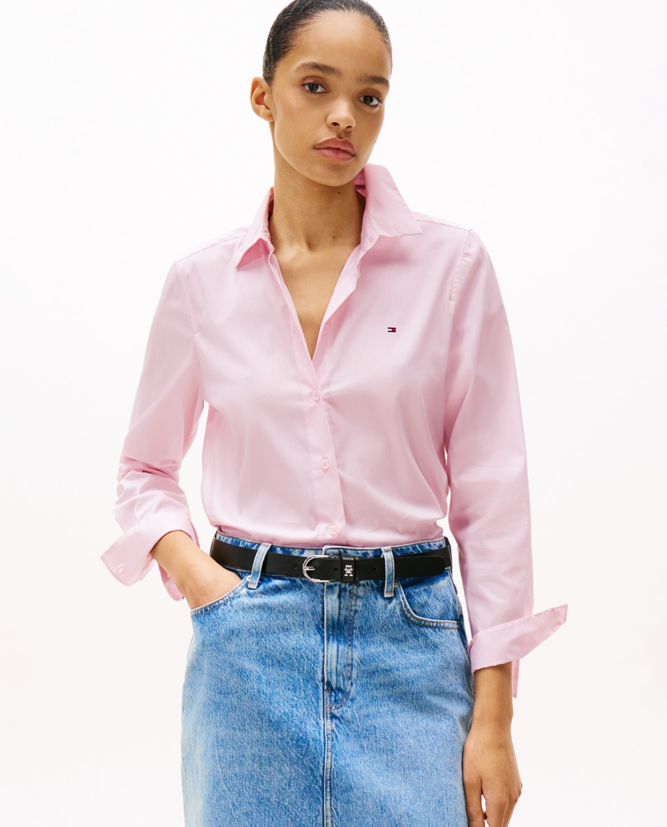 Camisa de Popelina com Manga Comprida Rosa-claro-1