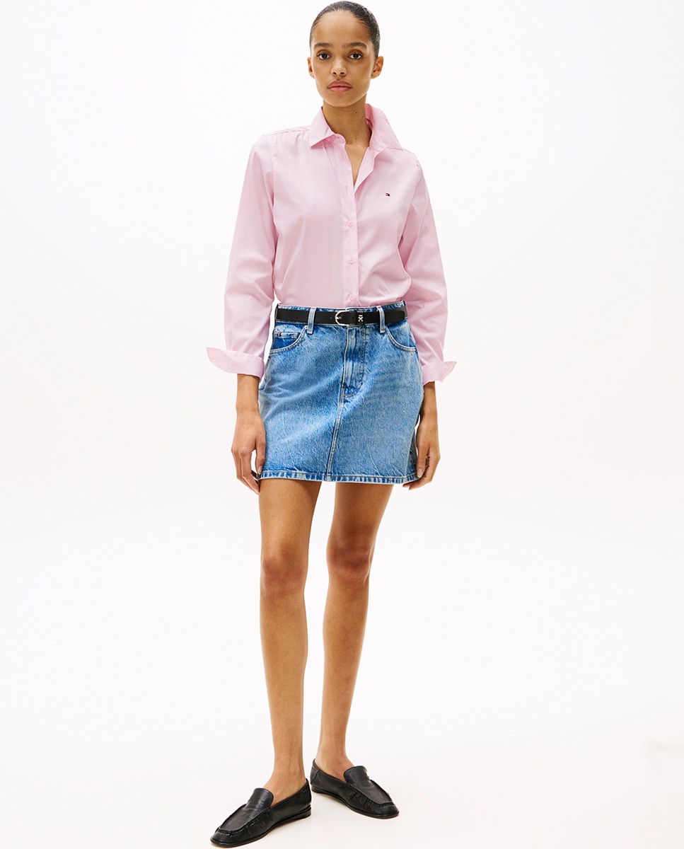 Imagen 4 de Camisa de mujer de manga larga popelín - Tommy Hilfiger - Rosa claro Rosa claro