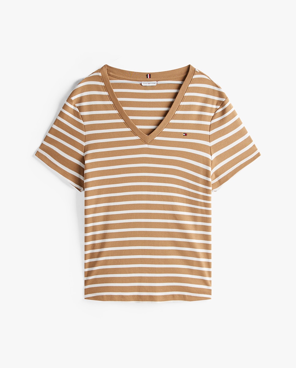 T-shirt Curve de Manga Curta Slim Cody Camel-5
