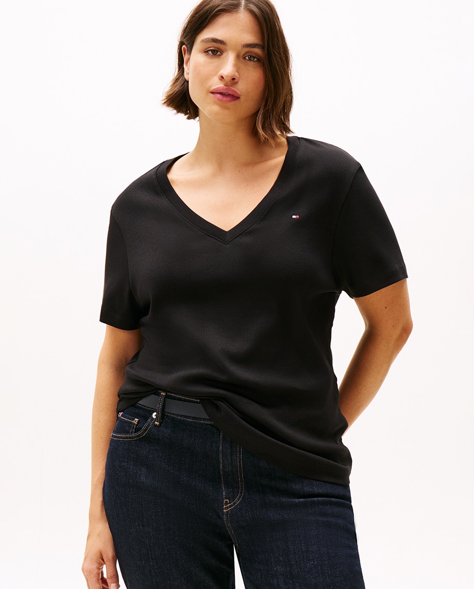 T-shirt Curve de Manga Curta Slim Cody Preto-1