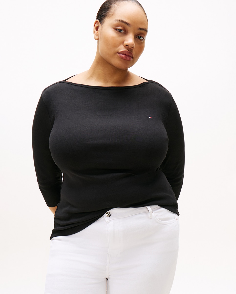T-shirt Curve de Manga 3/4 Slim Cody Preto-1