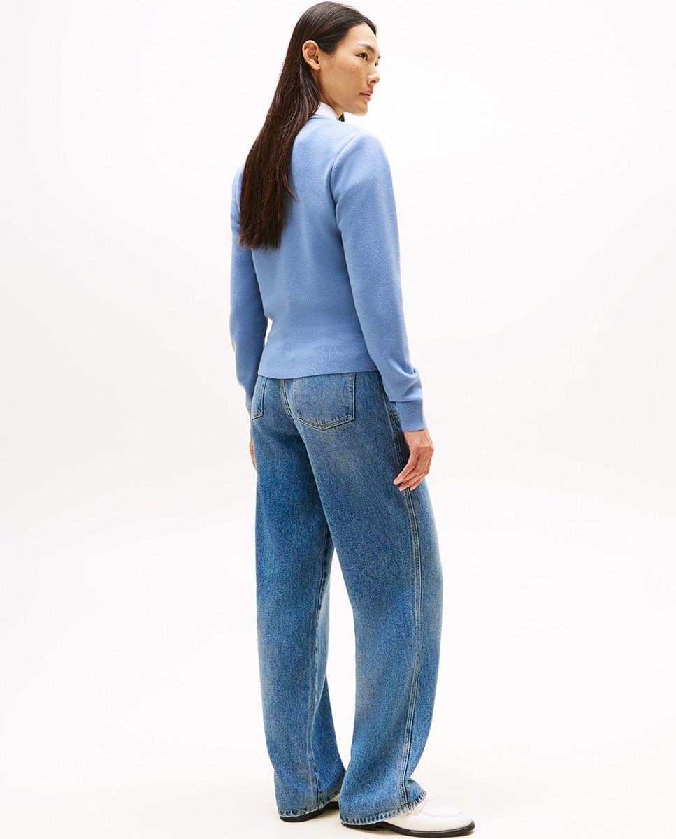 Casaco em Mistura Acolchoada e Malha Azul-4