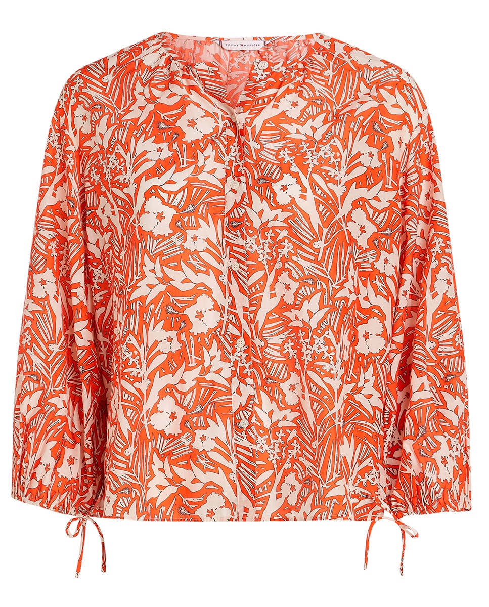 Camisa de Silhueta Relaxed e Decote Redondo Laranja-1