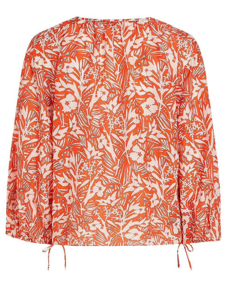 Camisa de Silhueta Relaxed e Decote Redondo Laranja-2