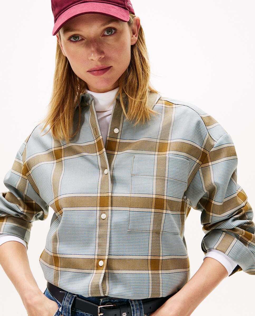 Sobrecamisa de mujer de lana ligera con cuadros · Tommy Hilfiger