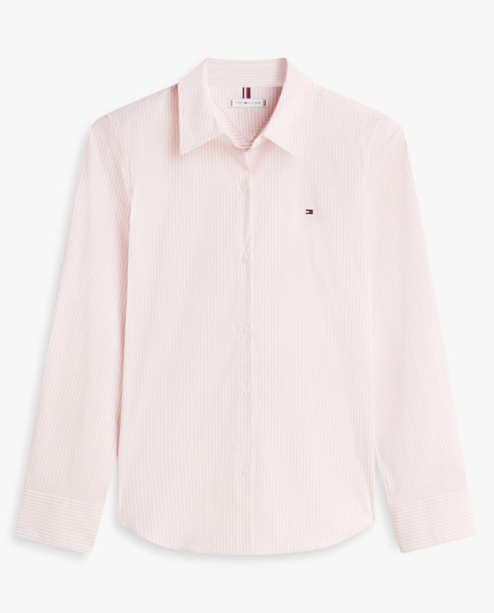 Camisa às Riscas de Silhueta Clássica Rosa-4