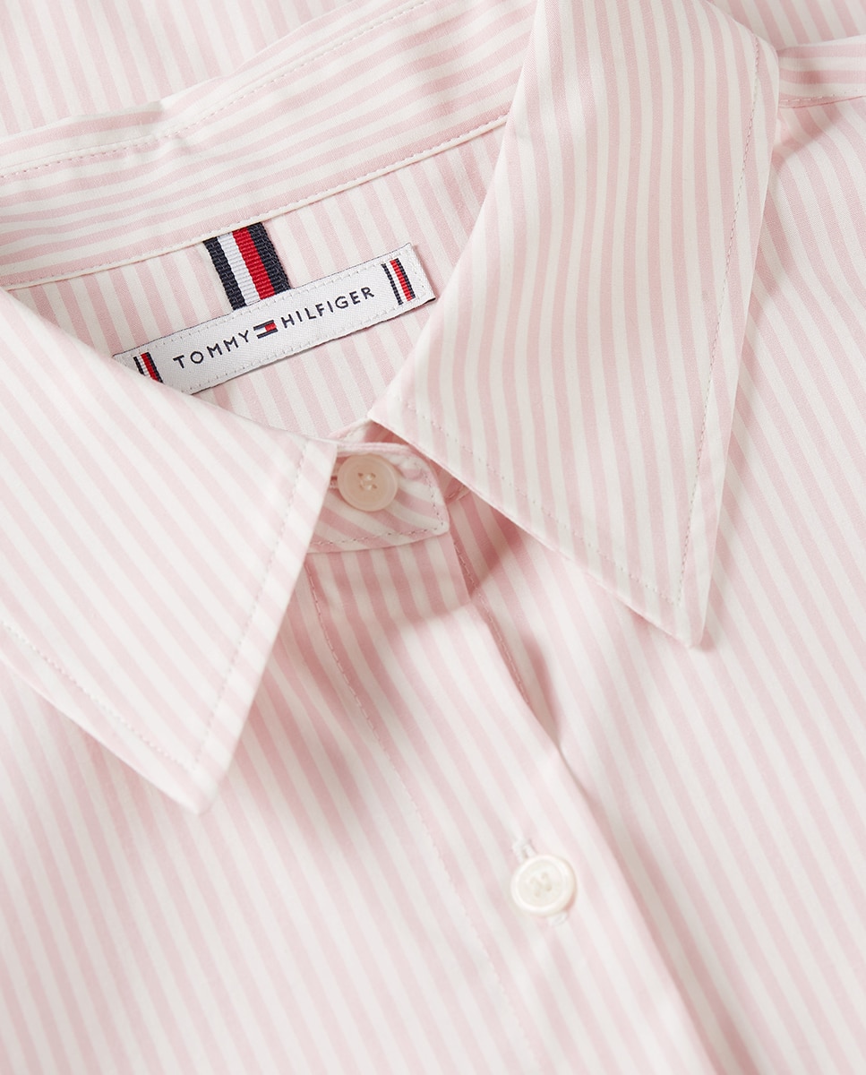 Camisa às Riscas de Silhueta Clássica Rosa-5