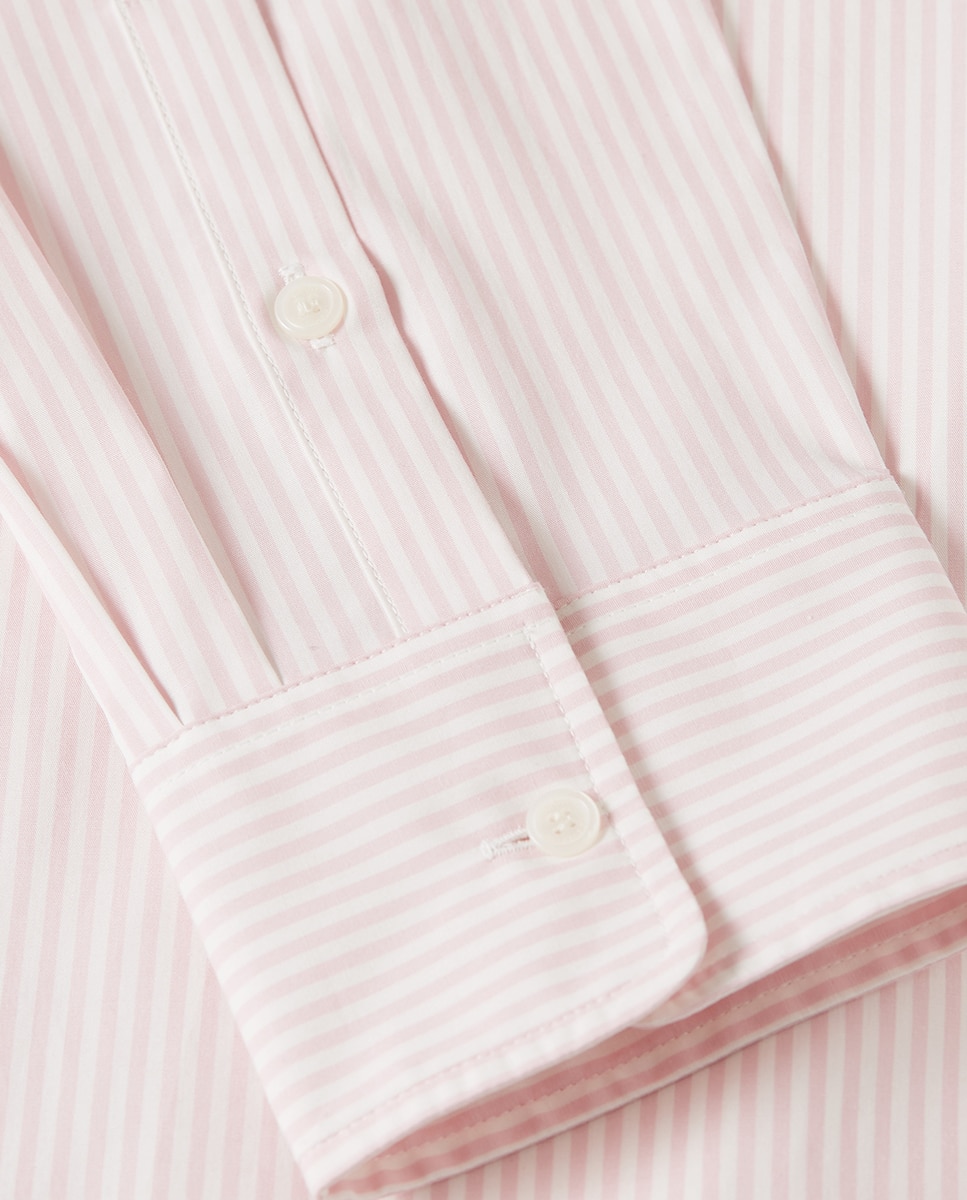 Camisa às Riscas de Silhueta Clássica Rosa-6