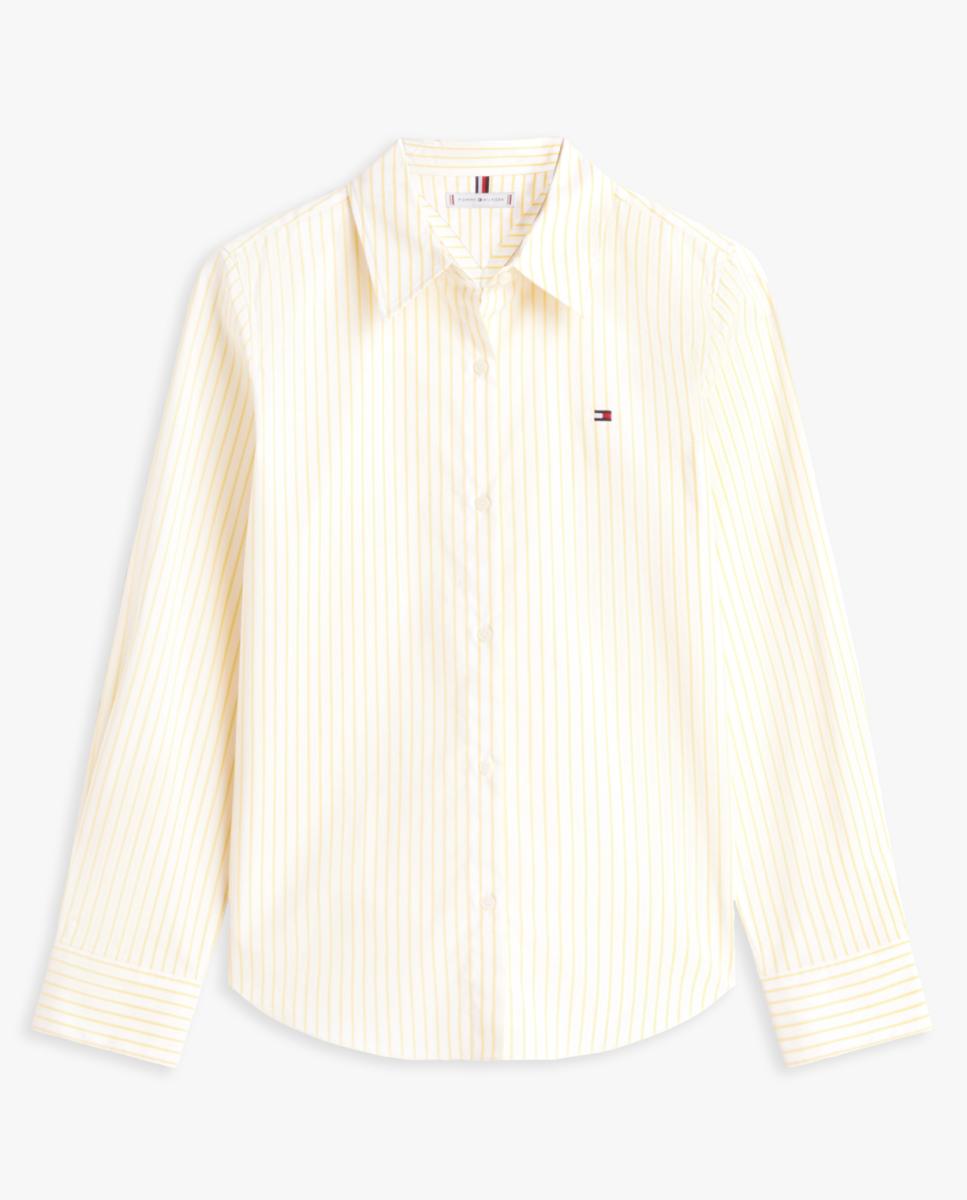 Camisa às Riscas de Silhueta Clássica Amarelo-4