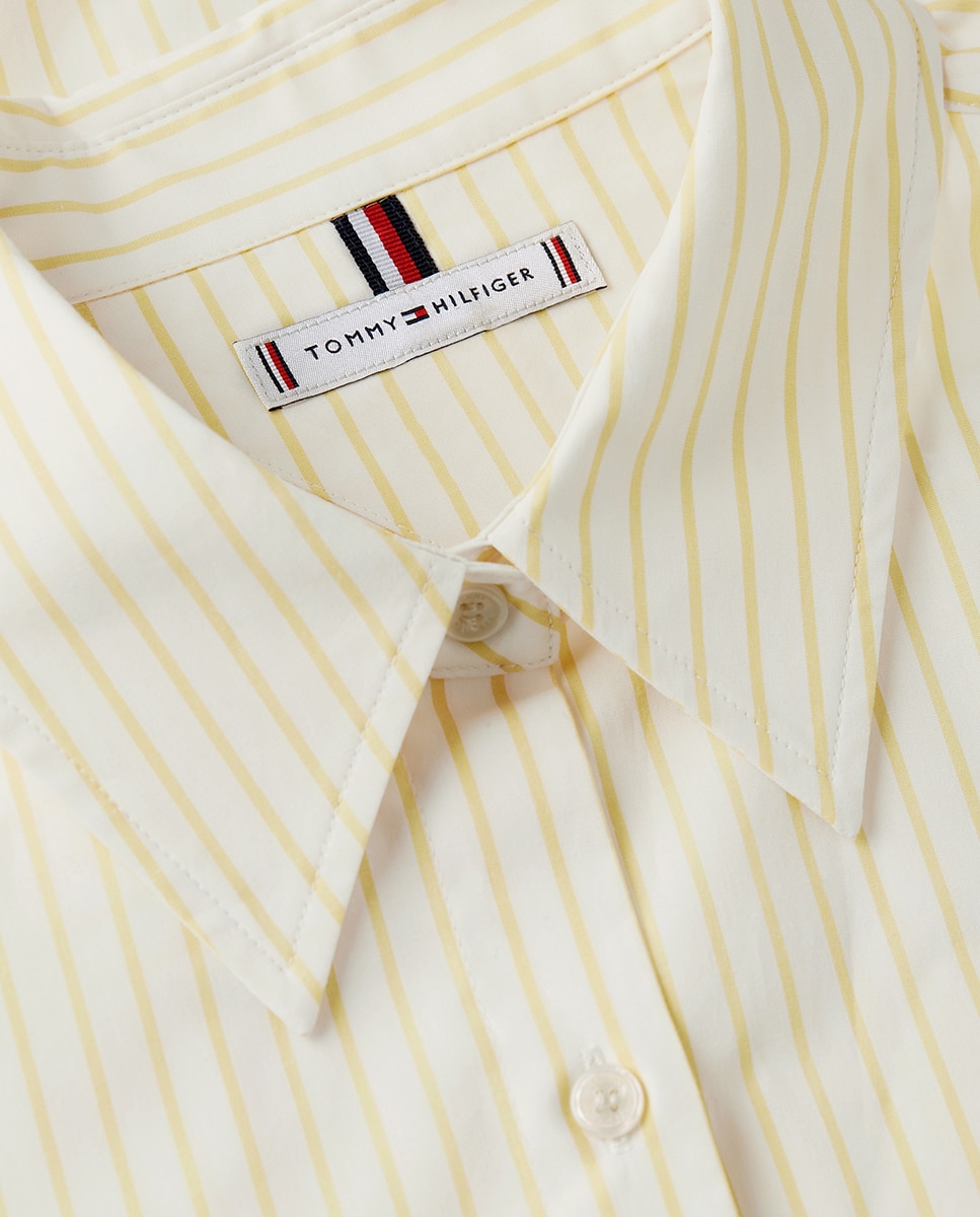 Camisa às Riscas de Silhueta Clássica Amarelo-5