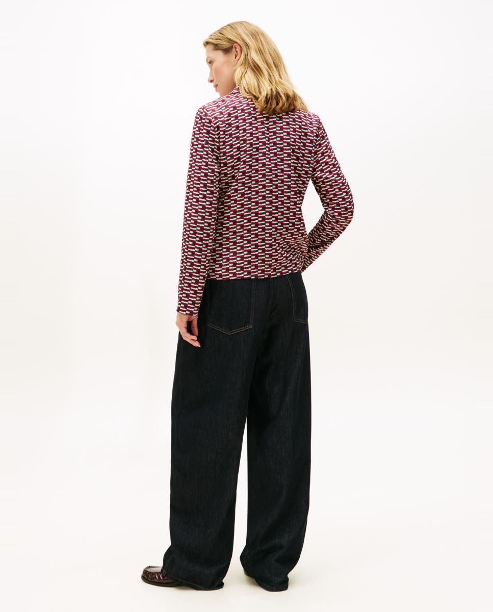 Camisa de Viscose com Estampado Corporativo Vermelho-3