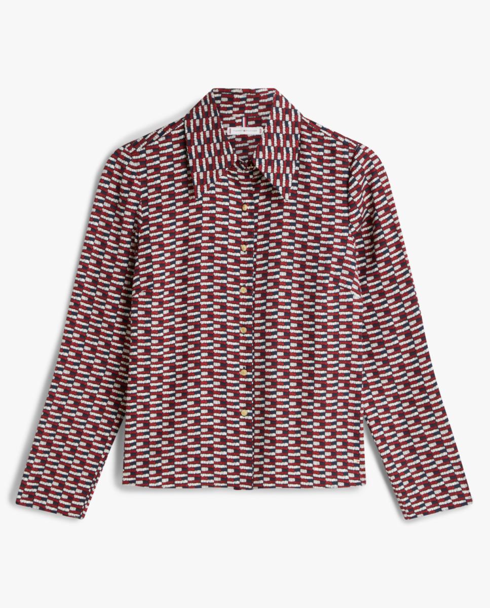 Camisa de Viscose com Estampado Corporativo Vermelho-4
