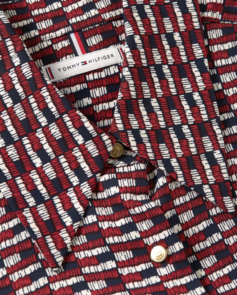 Camisa de Viscose com Estampado Corporativo Vermelho-5