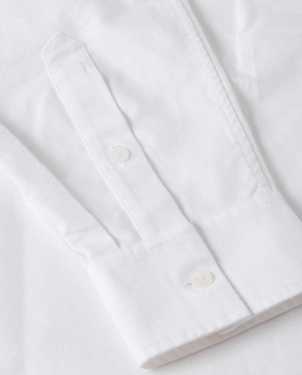Camisa de Gola à Padre Franzida e Silhueta Relaxed Branco-6