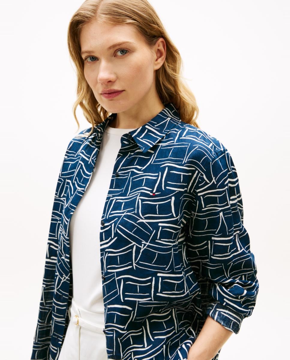 Camisa de Linho com Silhueta Relaxed Azul-marinho-2