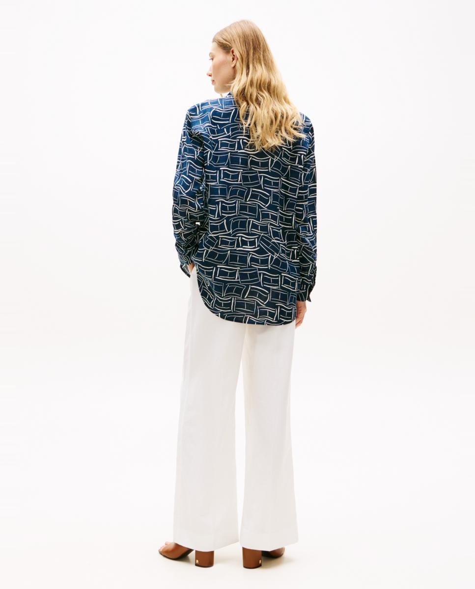 Camisa de Linho com Silhueta Relaxed Azul-marinho-3