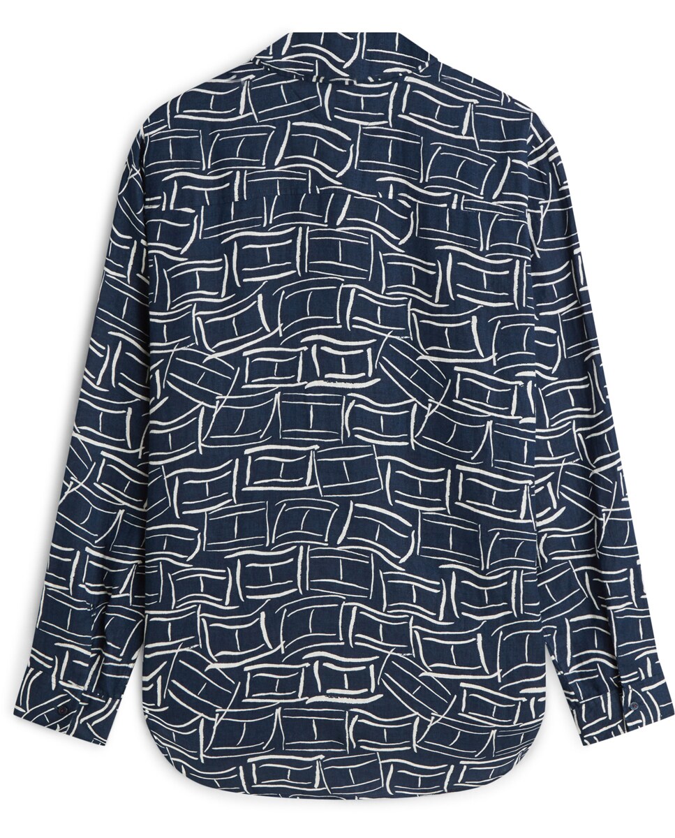 Camisa de Linho com Silhueta Relaxed Azul-marinho-5