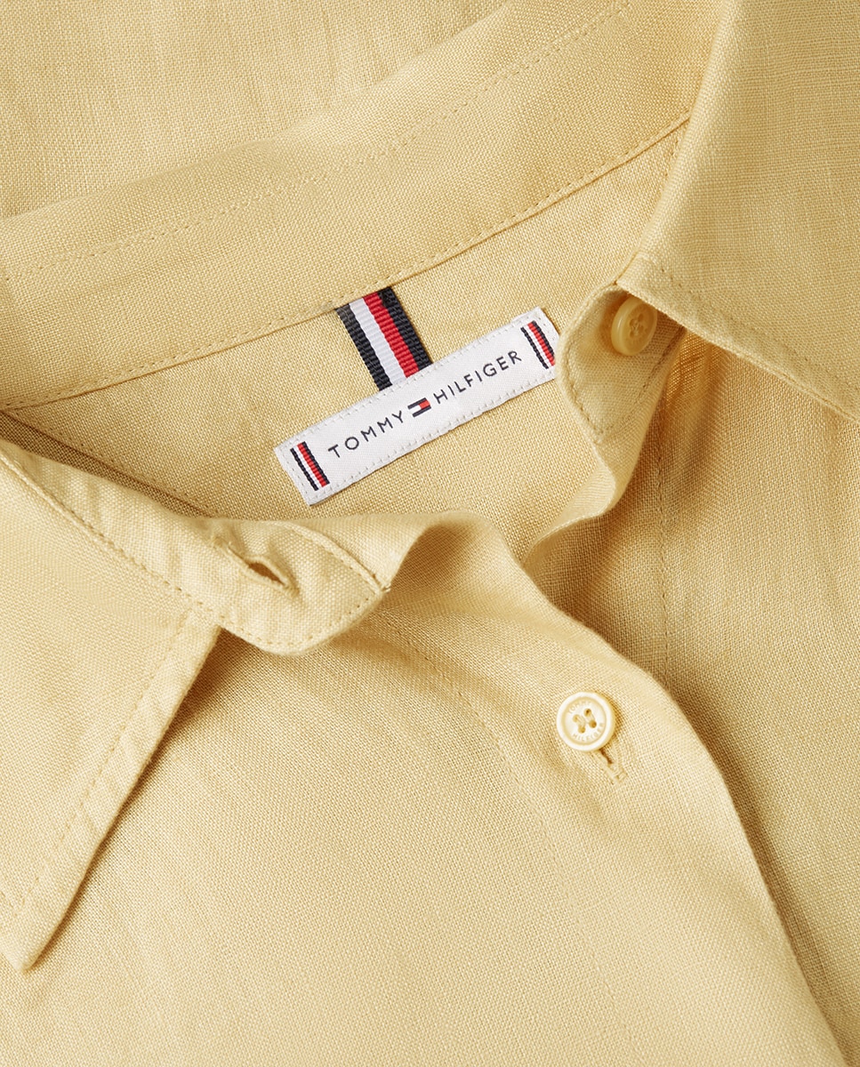 Camisa de Linho com Silhueta Relaxed Bege-3