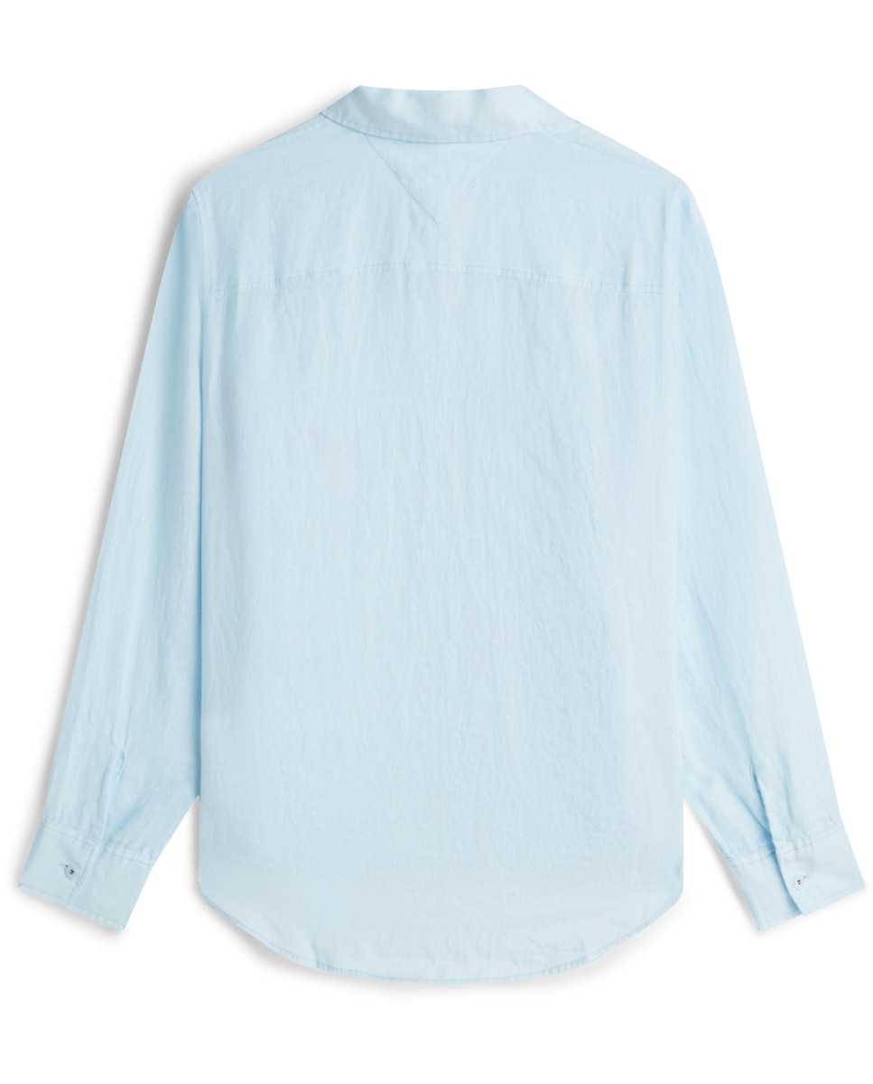 Camisa de Linho com Silhueta Relaxed Azul-claro-5