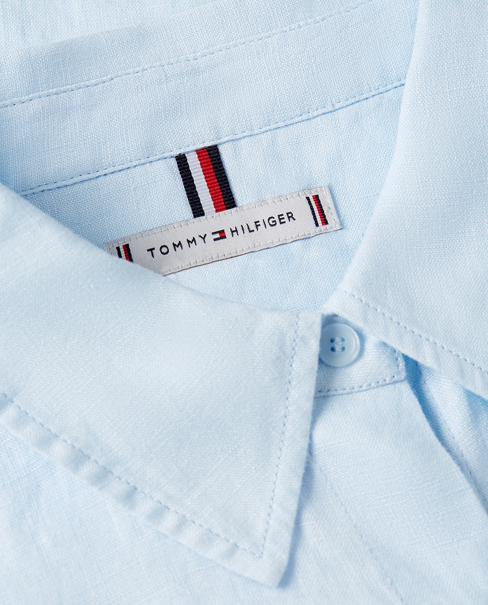 Camisa de Linho com Silhueta Relaxed Azul-claro-6