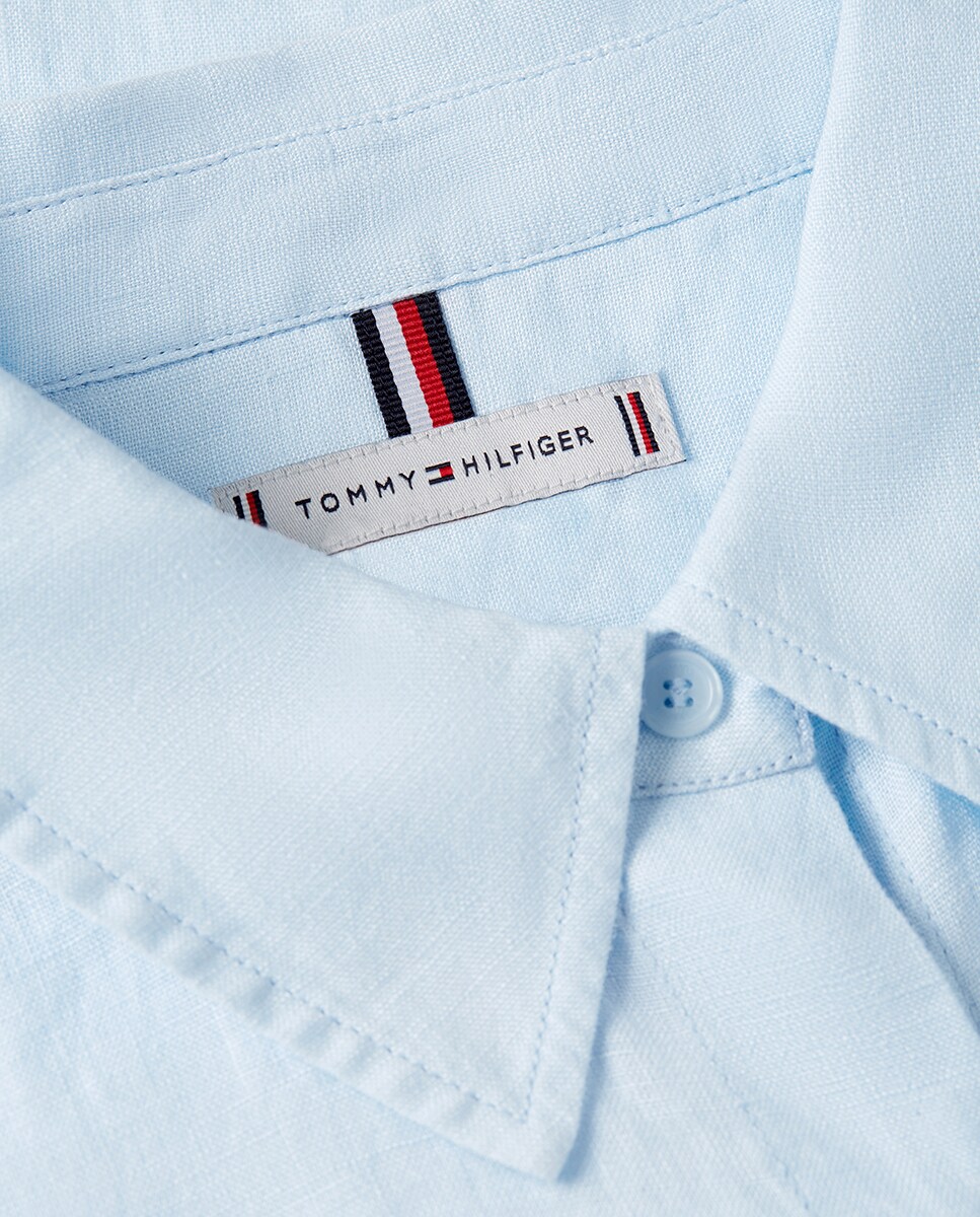 Camisa de Linho com Silhueta Relaxed Azul-claro-6