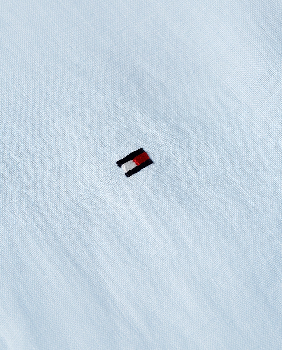 Camisa de Linho com Silhueta Relaxed Azul-claro-7