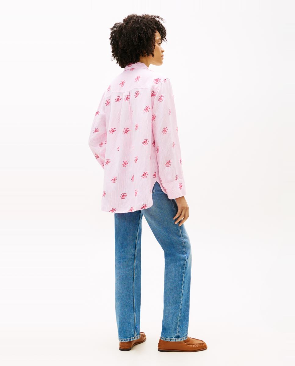 Camisa Relaxed Fit com Estampado TH Rosa-claro-2