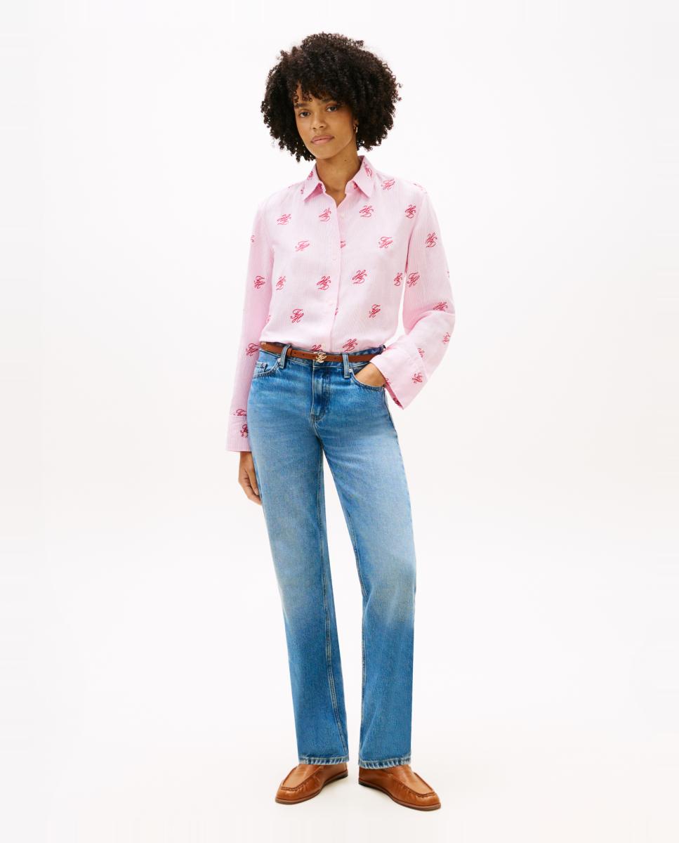 Camisa Relaxed Fit com Estampado TH Rosa-claro-8