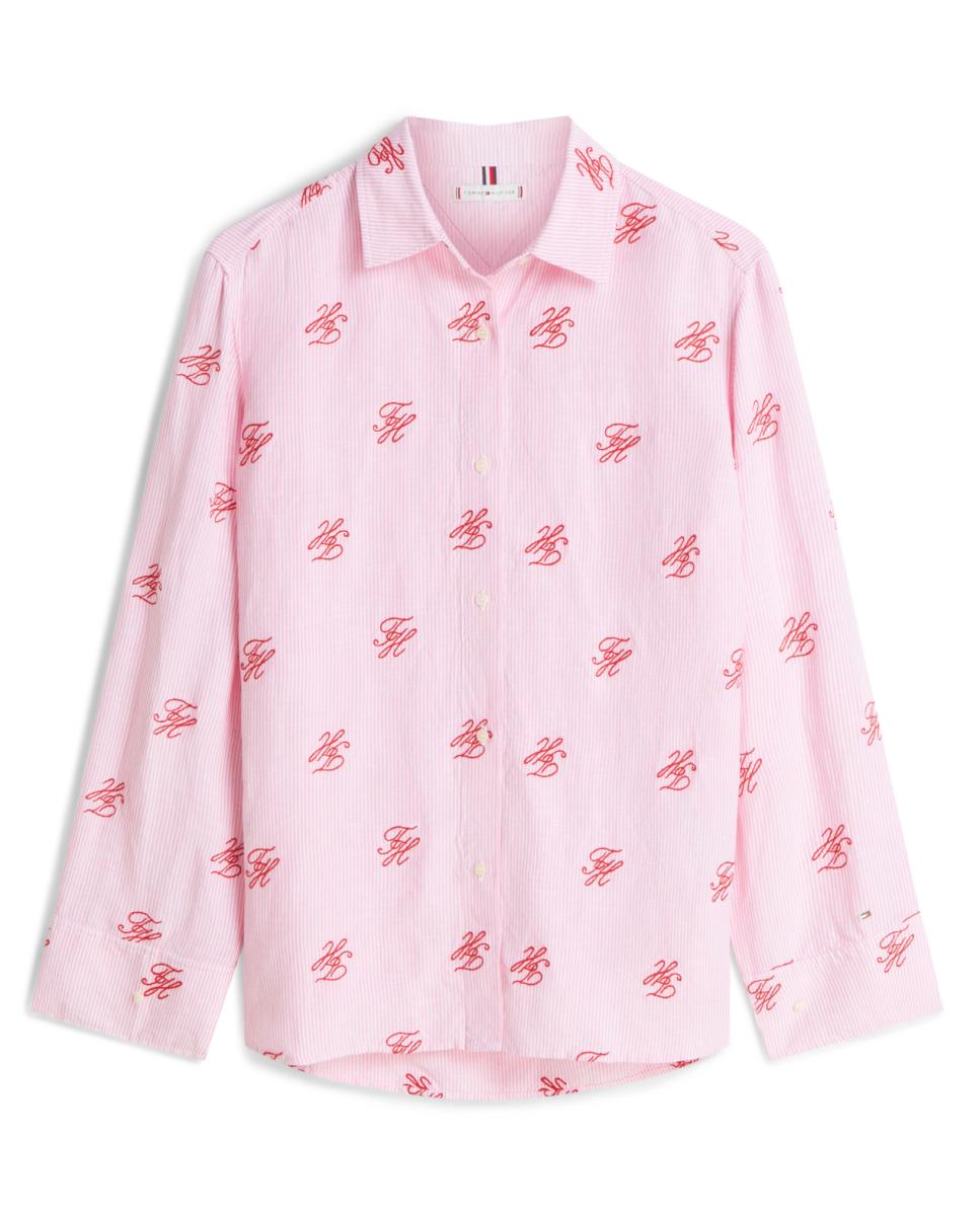 Camisa Relaxed Fit com Estampado TH Rosa-claro-4