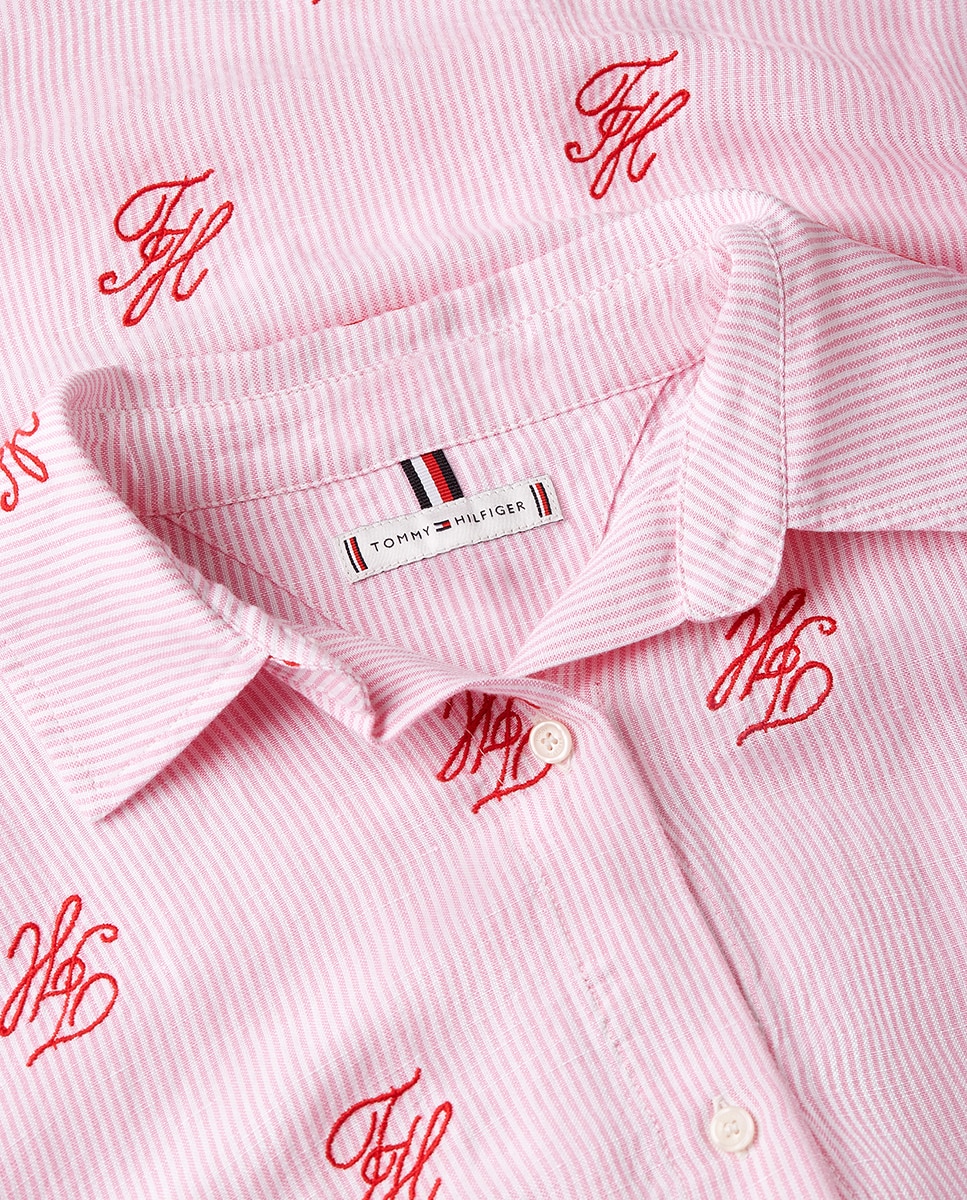 Camisa Relaxed Fit com Estampado TH Rosa-claro-6