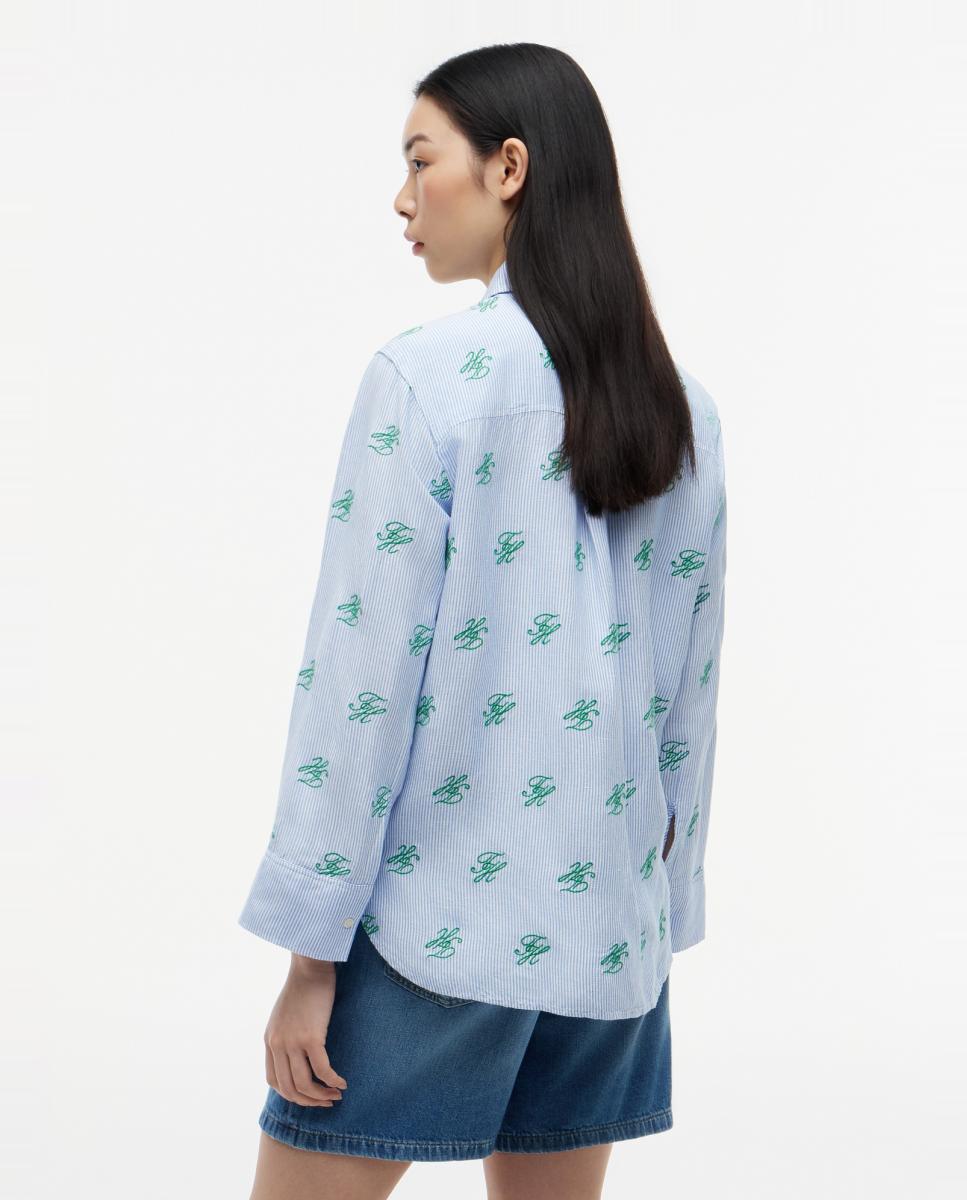 Camisa Relaxed Fit com Estampado TH Azul-claro-2