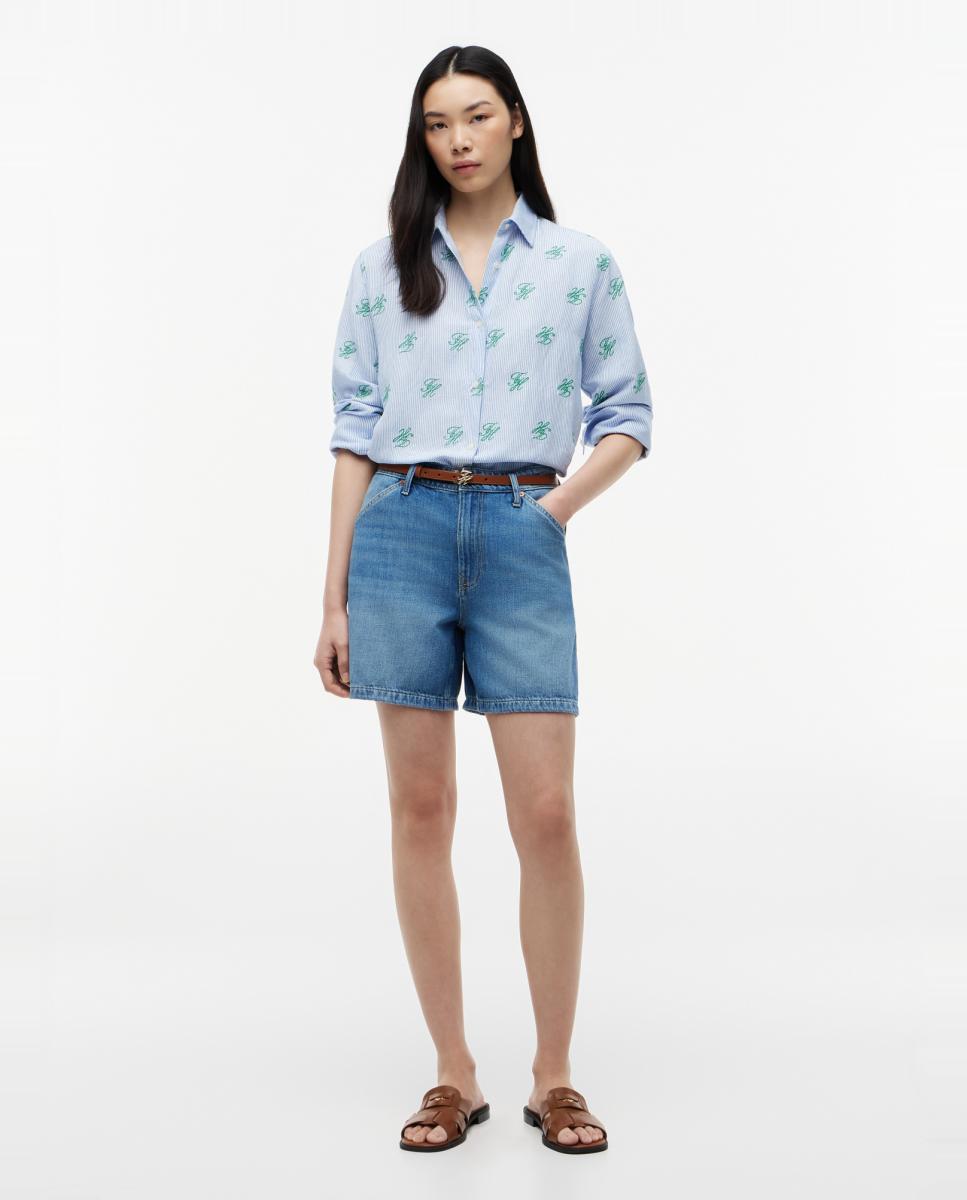 Camisa Relaxed Fit com Estampado TH Azul-claro-8