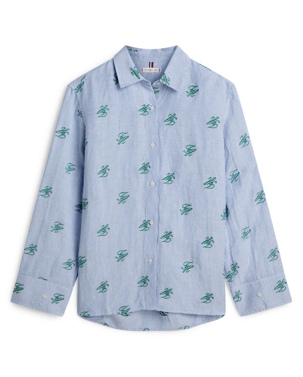 Camisa Relaxed Fit com Estampado TH Azul-claro-4