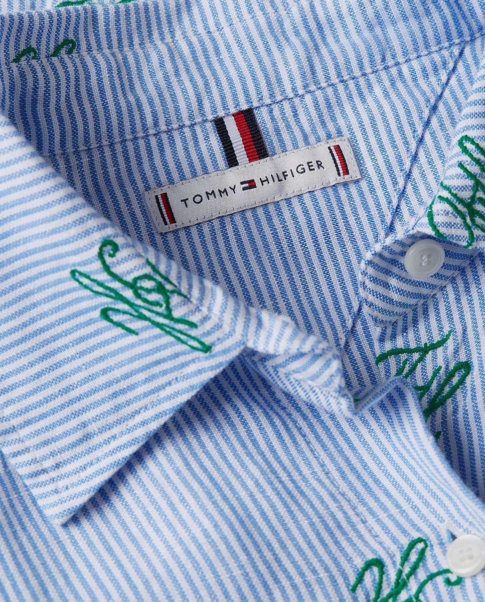 Camisa Relaxed Fit com Estampado TH Azul-claro-6