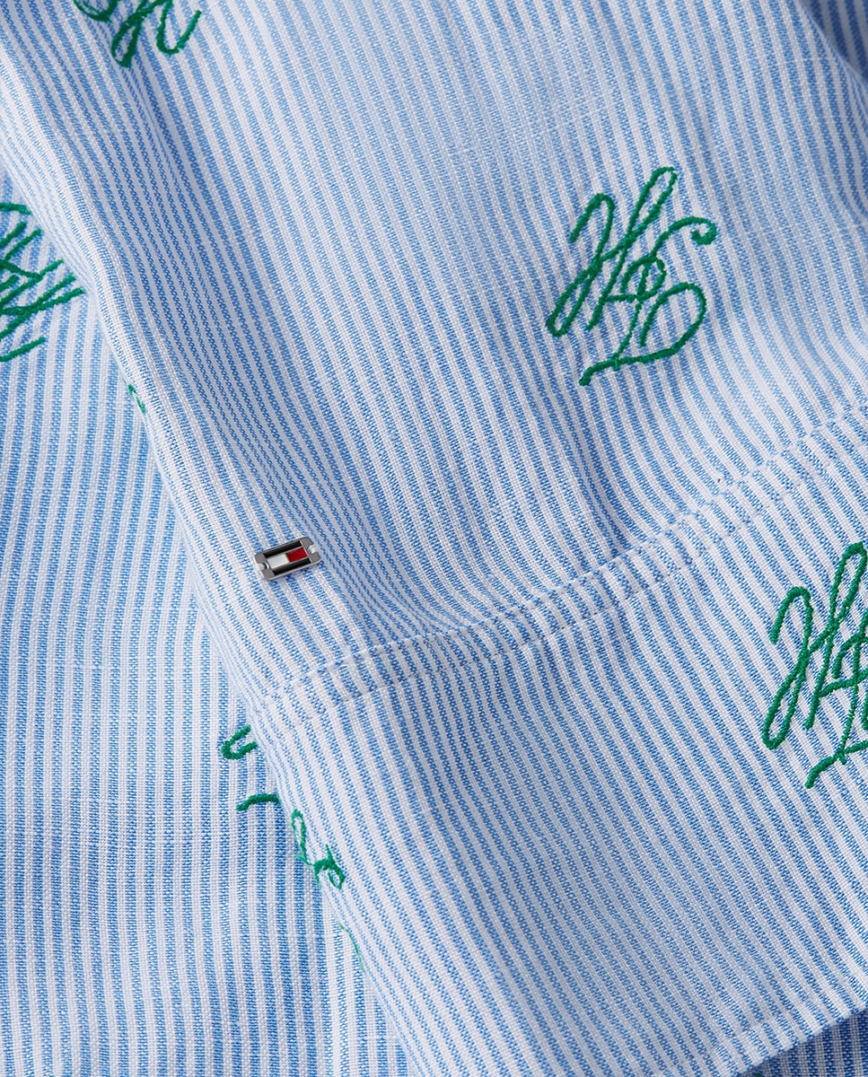 Camisa Relaxed Fit com Estampado TH Azul-claro-7