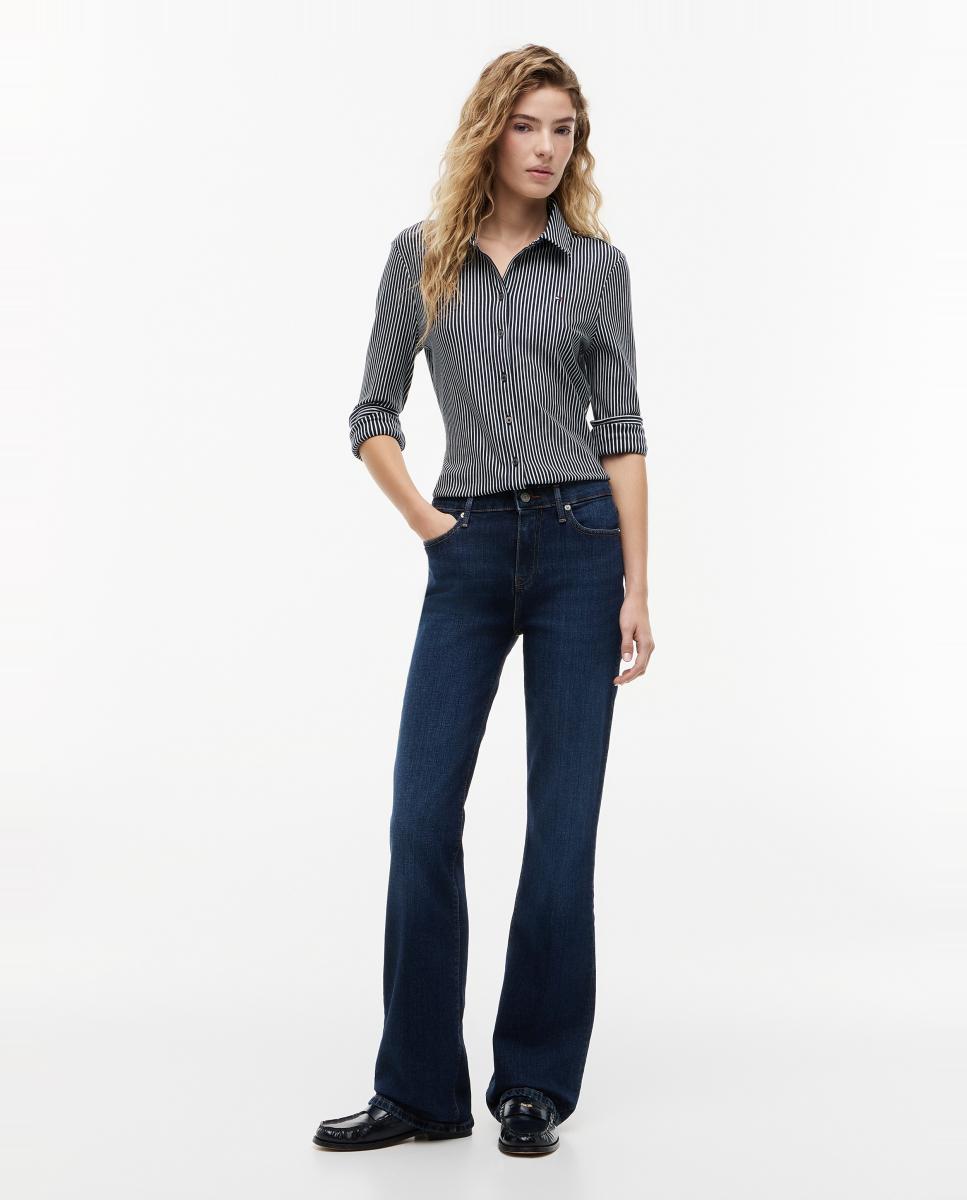 Camisa de Piqué com Silhueta Slim Azul-marinho-2