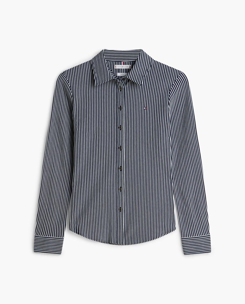Camisa de Piqué com Silhueta Slim Azul-marinho-5